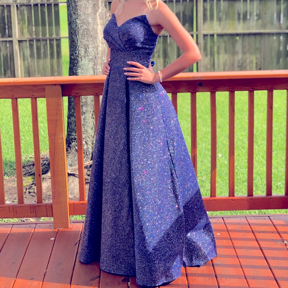 Formal gown. Blue with sparkles. Worn once for a pageant